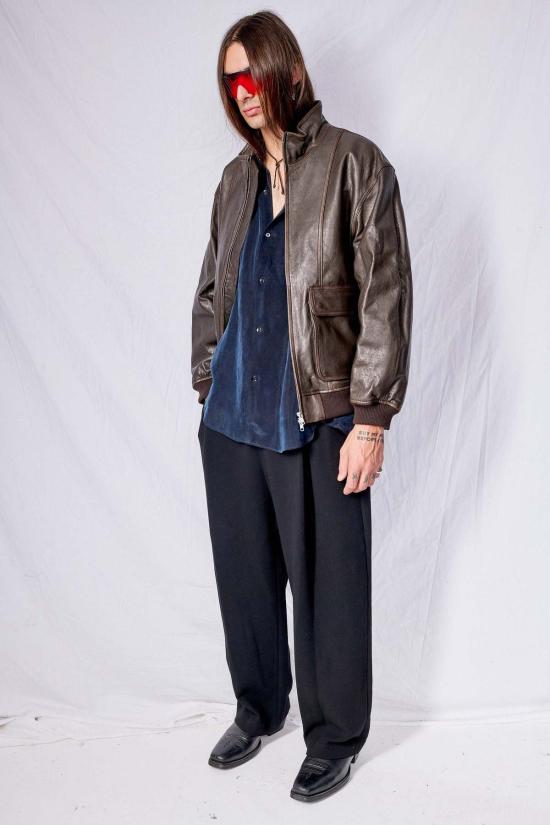  던스트 가죽 자켓 스탠드 칼라 가죽 블루종 재킷 - DUNST