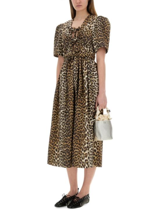 25SS 가니 레오파드 프린트 코튼 드레스 W0373 943 Brown - GANNI