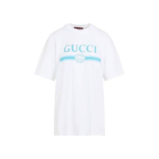 25FW 구찌 프린티드 소프트 코튼 저지 반팔 티셔츠 837959 XJHGY White