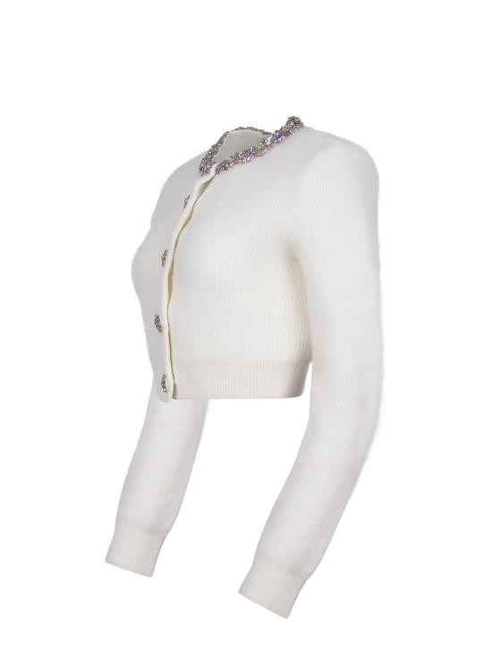 25FW 셀프 포트레이트 엠벨리시드 트림 가디건 AW25 135CCREAM Beige - SELF PORTRAIT