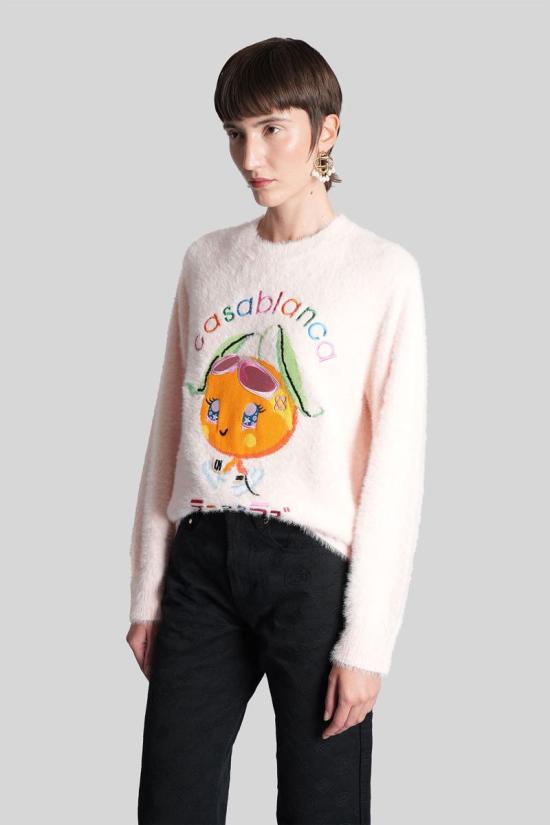 25FW 카사블랑카 스웨터 427185 W AW25 KW 1069 Pink - CASABLANCA