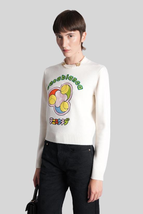 25FW 카사블랑카 스웨터 427188 W AW25 KW 1073 WHITE - CASABLANCA