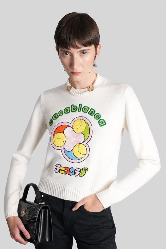 25FW 카사블랑카 스웨터 427188 W AW25 KW 1073 WHITE - CASABLANCA