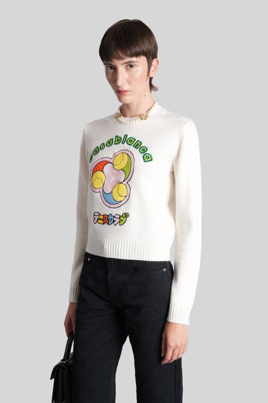 25FW 카사블랑카 스웨터 427188 W AW25 KW 1073 WHITE - CASABLANCA