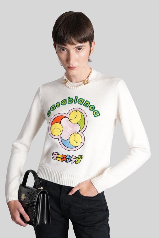 25FW 카사블랑카 스웨터 427188 W AW25 KW 1073 WHITE - CASABLANCA