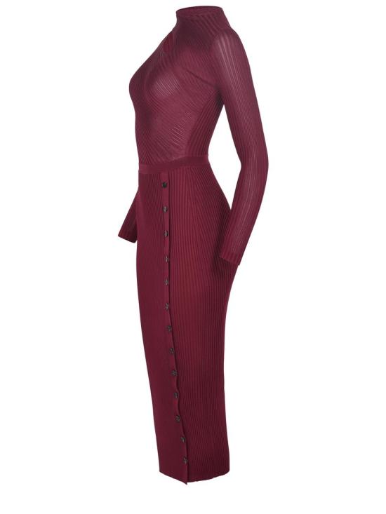 25FW 셀프 포트레이트 롱 원피스 PF25 080MBURGUNDY PURPLE - SELF PORTRAIT