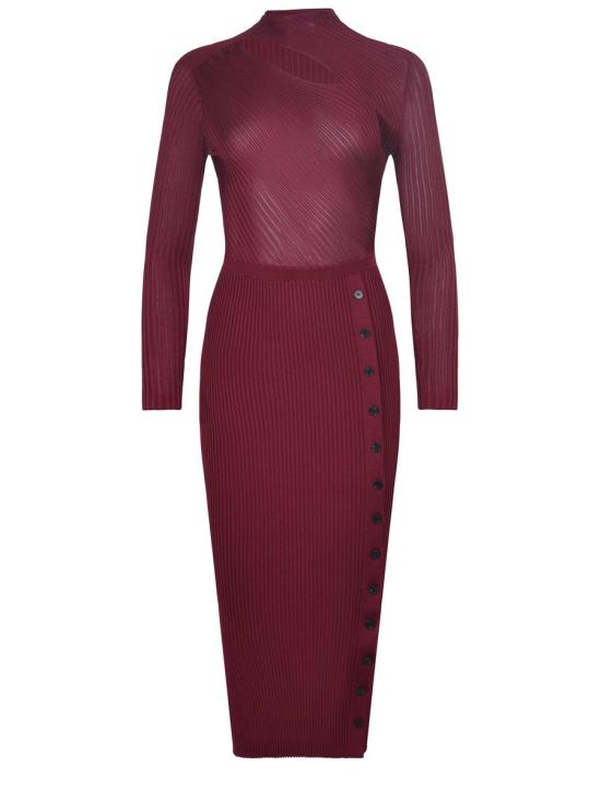 25FW 셀프 포트레이트 롱 원피스 PF25 080MBURGUNDY PURPLE