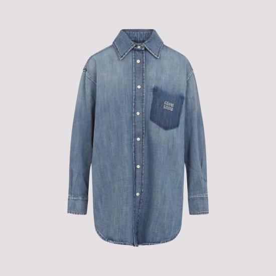 25FW 미우미우 데님 셔츠 GWC125SOOO 17GG Blue - MIU MIU