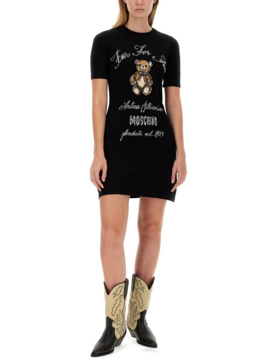  모스키노 미디 원피스 04905401 0555 Black - MOSCHINO