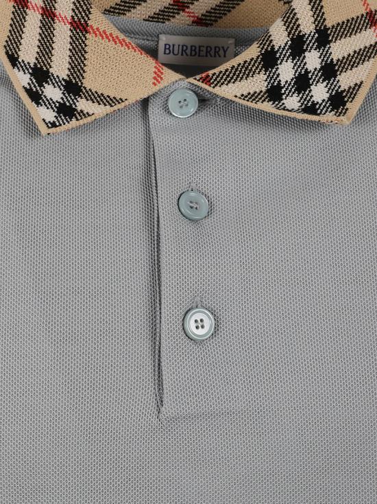 25FW 버버리 체크 칼라 코튼 폴로 셔츠 8110944 C1541 Grey - BURBERRY