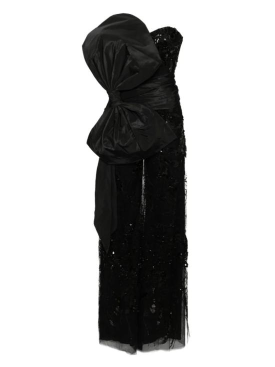  사이드 코베이시 점프수트 자수 스트랩리스