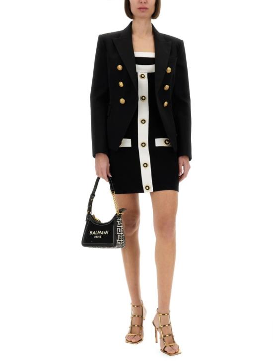  발망 미디 원피스 EF1R2390KH99 EAB Black - BALMAIN