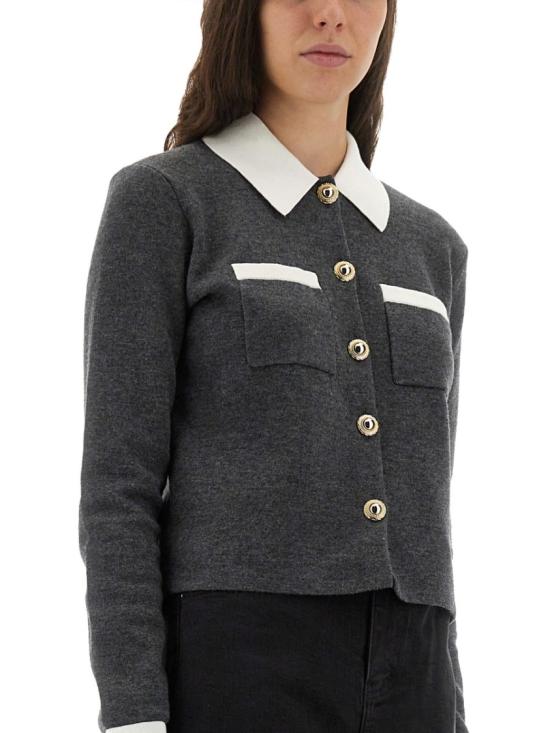 25FW 셀프 포트레이트 폴로 티셔츠 PF25 048C GR GREY Black - SELF PORTRAIT