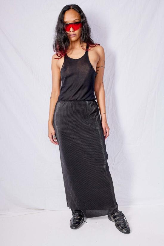  어셈블리 뉴욕 롱 스커트 어셈블리 블랙 플리세 레이어드 맥시 스커트 - ASSEMBLY NEW YORK