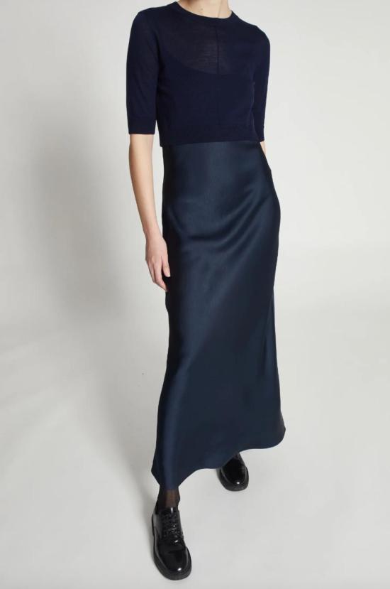  세인트 아트 롱 원피스 헤일리 슬립 드레스 네이비 - SAINT ART