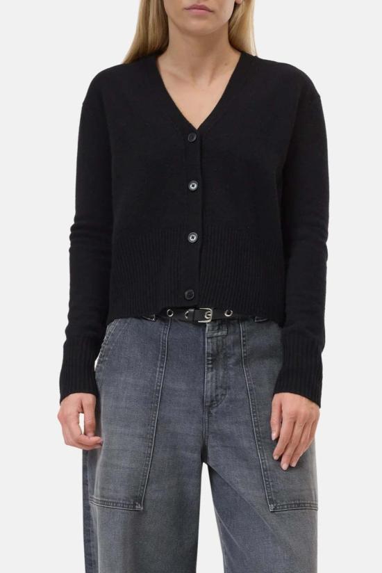  클로즈드 가디건 닫힌 V넥 카디건 블랙