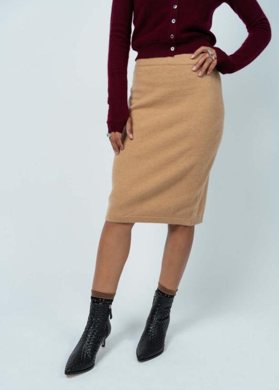  브라조 트리콧 미디 스커트 브라조 트리코 로얄 존 스커트 카멜 - BRAZEAU TRICOT