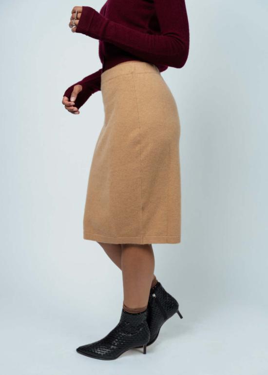  브라조 트리콧 미디 스커트 브라조 트리코 로얄 존 스커트 카멜 - BRAZEAU TRICOT