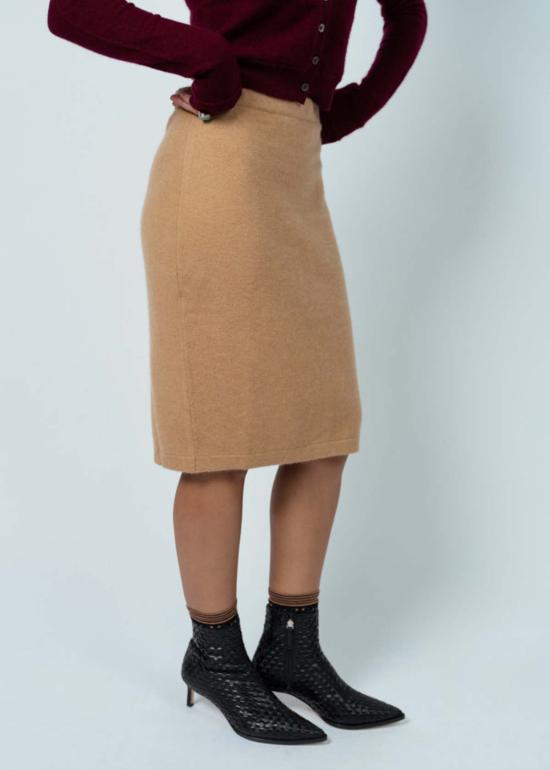  브라조 트리콧 미디 스커트 브라조 트리코 로얄 존 스커트 카멜