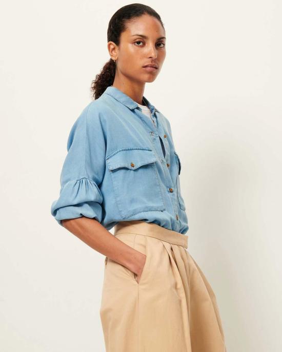  세선 데님 셔츠 세순 보타니아 와이드 셔츠 프로벤시아 블루 - SESSUN