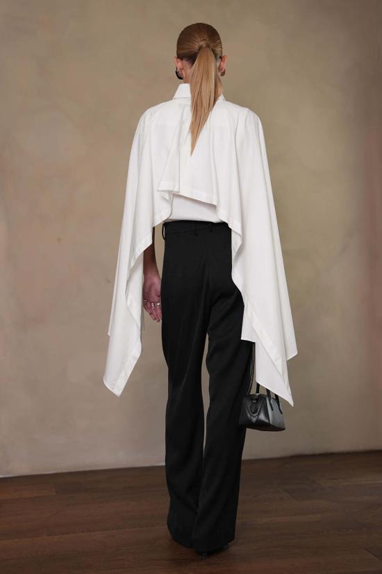  파렌테지 블라우스 로우 케이프 셔츠 화이트 - PARENTEZI