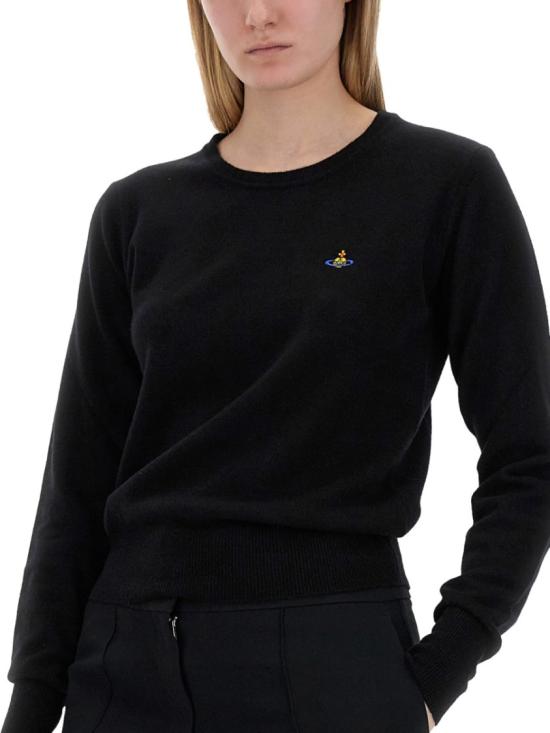  비비안웨스트우드 Bea 비아 ORB 자수 니트 스웨터 1803002S Y0018N401 Black - VIVIENNE WESTWOOD