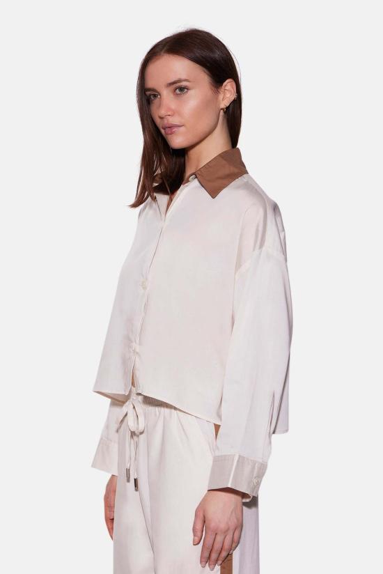  더 타일 클럽 셔츠 타일 클럽 간셋 팝린 크롭 셔츠 - THE TILE CLUB