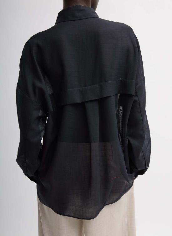  티비 셔츠 시스루 울 거즈 오버사이즈 셔츠 - TIBI