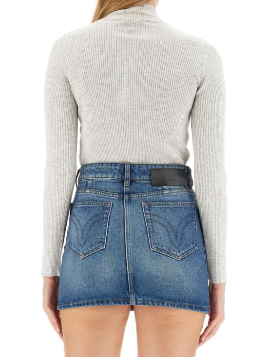  메종키츠네 볼드 폭스 헤드 패치 파인 립드 터틀넥 LW00806KT1091 LIGHTGREY White - MAISON KITSUNE