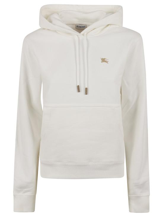 25FW 버버리 크로스 스티치 이퀘스트리안 나이트 로고 코튼 후드  8110965 B7078 White