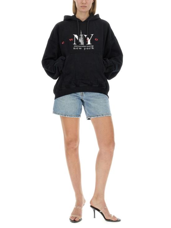  알렉산더 왕 후드 티셔츠 UDC4231611 011 Black - ALEXANDER WANG