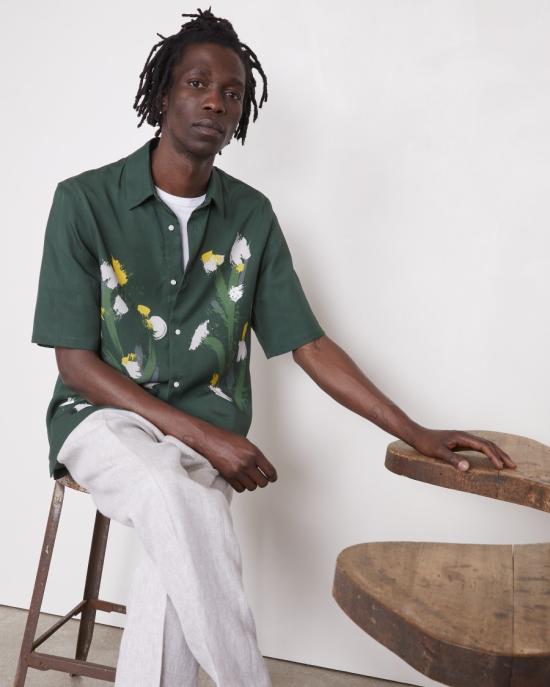 25SS 오피신 제네랄 반팔 셔츠 S25MSHI024 PINGREEN LETUCE GREY Green - OFFICINE GENERALE