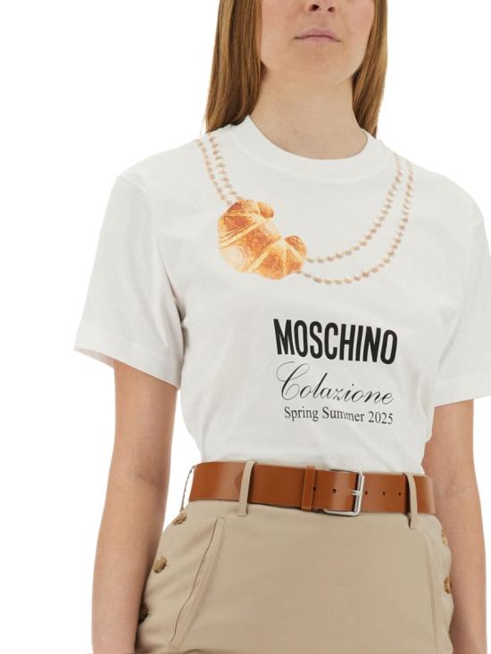  모스키노 반팔 티셔츠 07030541 1001 White - MOSCHINO