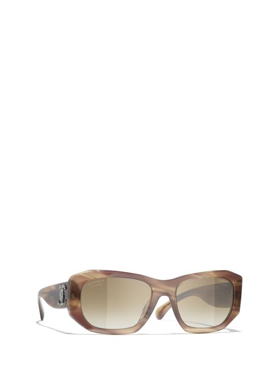 26FW 샤넬 선글라스 CH5554 1416T5 STRIPED TORTOISE TAUPE - CHANEL