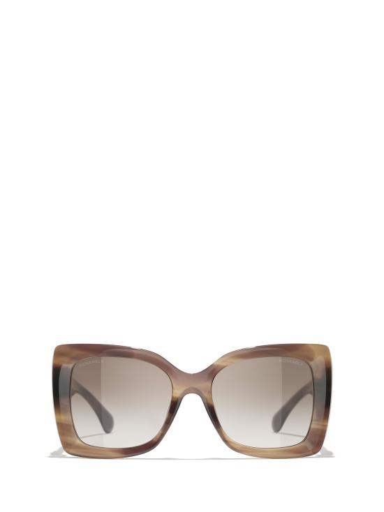 26FW 샤넬 선글라스 CH5555 14160A STRIPED TORTOISE TAUPE