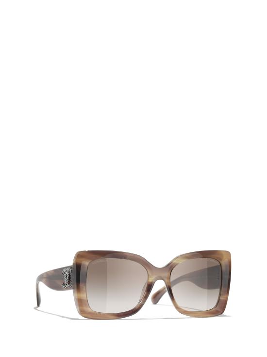 26FW 샤넬 선글라스 CH5555 14160A STRIPED TORTOISE TAUPE - CHANEL