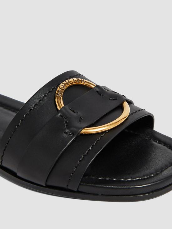 25FW 몽클레어 벨 카프 레더 로고 링 샌들 4C00160M4097 999 Black - MONCLER