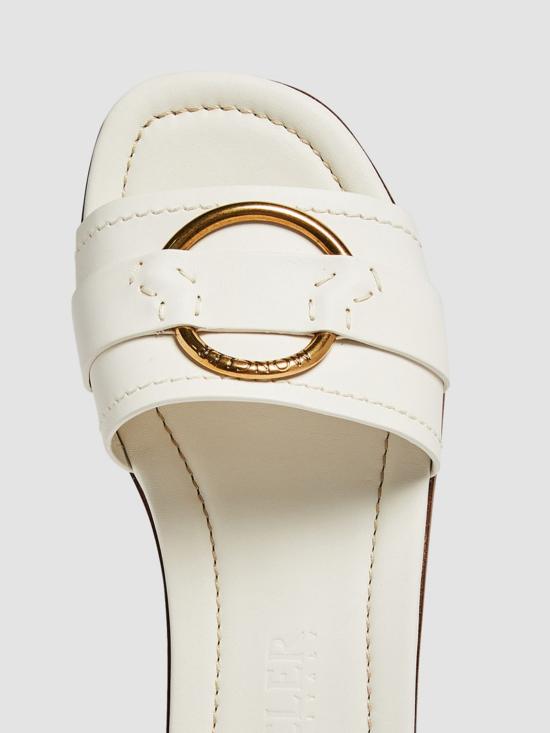 25FW 몽클레어 벨 카프 레더 로고 링 샌들 4C00160M4097 032 White - MONCLER