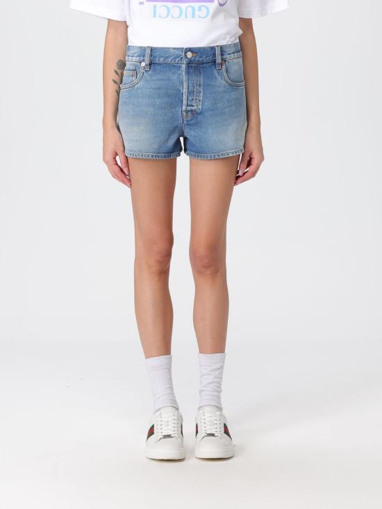 25FW 구찌 스톤 워시드 데님 숏팬츠 836071XDC7S 4009 Gnawed Blue