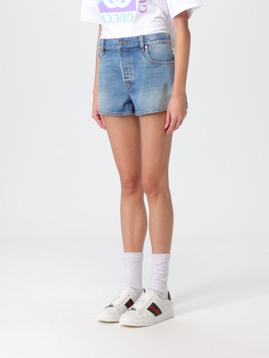 25FW 구찌 스톤 워시드 데님 숏팬츠 836071XDC7S 4009 Gnawed Blue - GUCCI