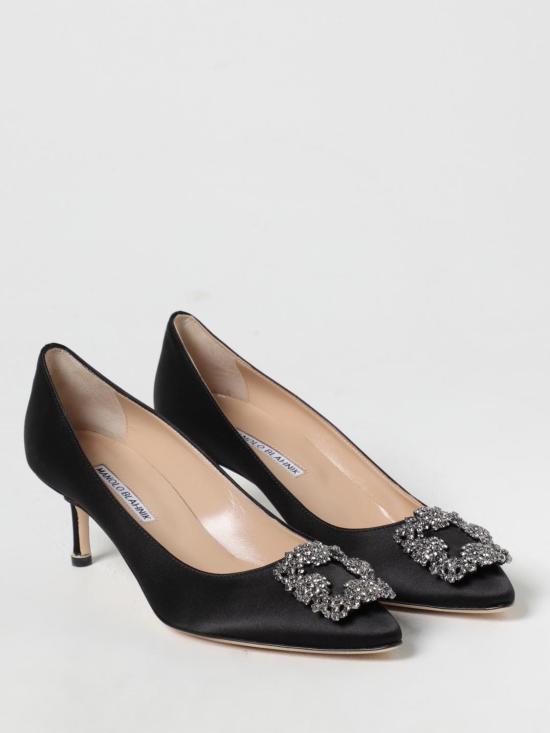 25FW 마놀로 블라닉 한기시 50 사틴 쥬얼 버클 펌프스 9XX0661 0015 Black - MANOLO BLAHNIK