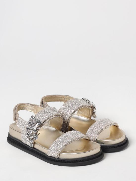 25SS 지미추 VERITYSANDALFLATGK SAND CRYSTAL Gold - JIMMY CHOO