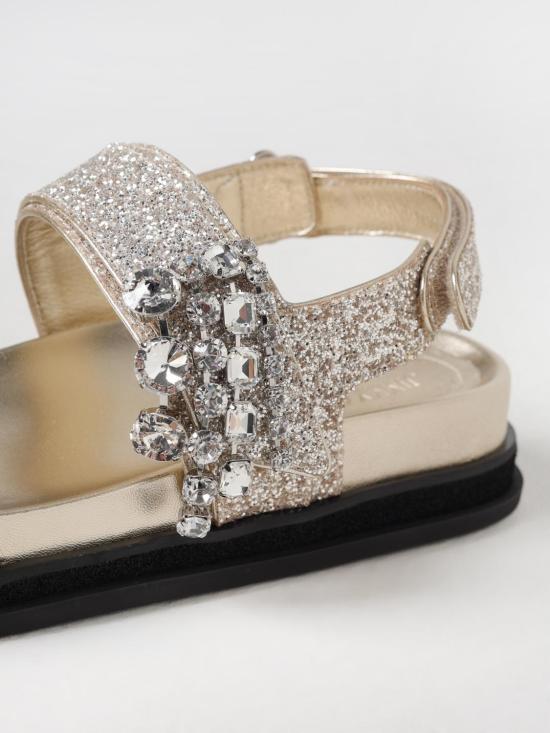 25SS 지미추 VERITYSANDALFLATGK SAND CRYSTAL Gold - JIMMY CHOO