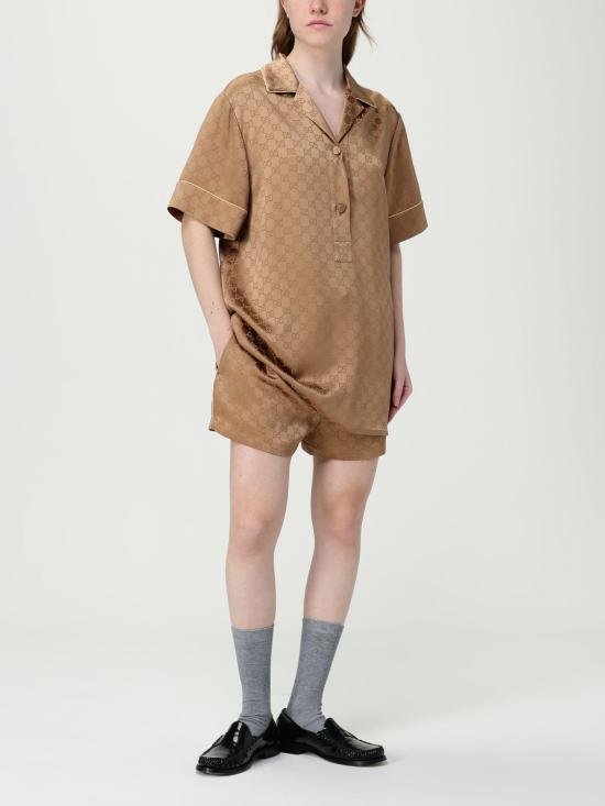 25FW 구찌 GG 새틴 쇼츠 814743ZAQKJ 2031 Brown - GUCCI