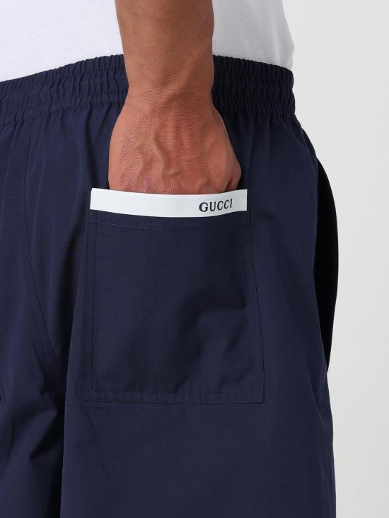 25FW 구찌 웹 버뮤다 쇼츠 814619ZAJP1 4294 Blue - GUCCI