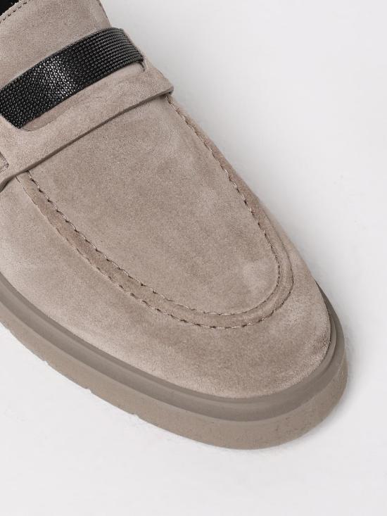 26SS 브루넬로 쿠치넬리 모닐레 디테일 스웨이드 페니 로퍼 MZSFG2370 C5859 Ice - BRUNELLO CUCINELLI