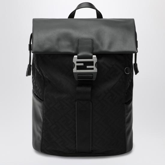 25FW 펜디 플럭스 레더 FF 나일론 백팩 7VZ090AVC6 Black