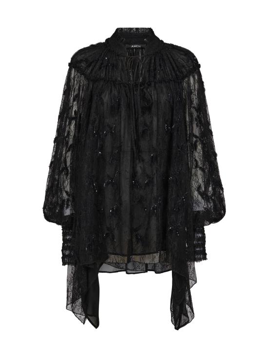 25FW 아멘쿠튀르 블라우스 AMW25214 009 Black