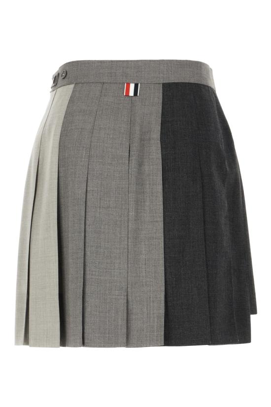 26FW 톰브라운 펀믹스 울 프레스코 플리츠 미니 스커트 FGC789F00473 025 DARK GREY - THOM BROWNE