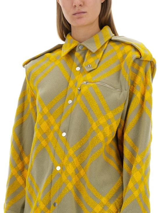 버버리 체크 울 블렌드 셔츠 8077274 B7363 Gold - BURBERRY